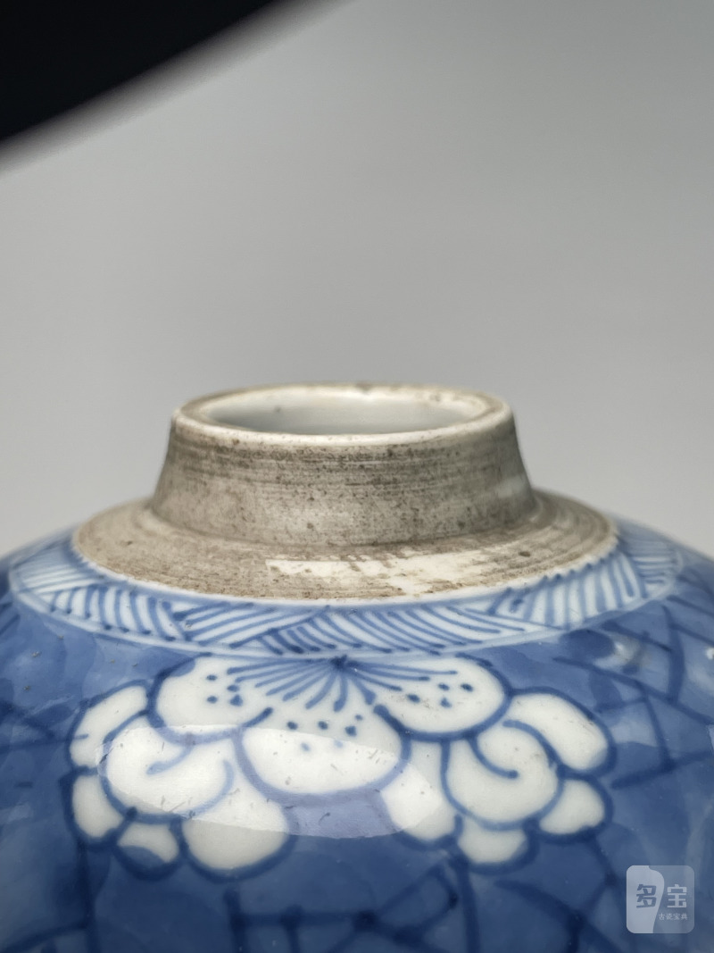 清康熙 青花冰梅罐一组两件 - 图9